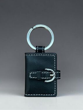 Coach Y2K mini photobook keychain bag, charm leather w/ snap buckle vintage